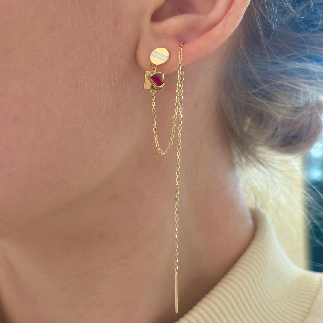 Single Ruby Threader Stud - Vanhess