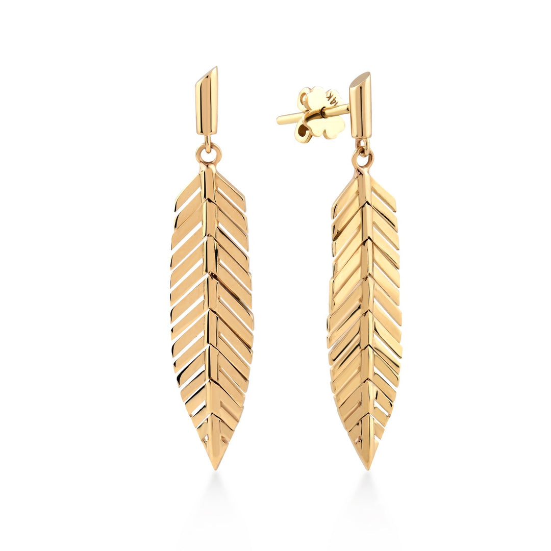 Gold Leaf Drop Pair Earrings - Vanhess