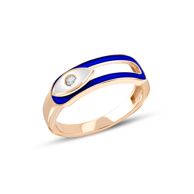 Sideways Shift Evil Eye Ring - Vanhess