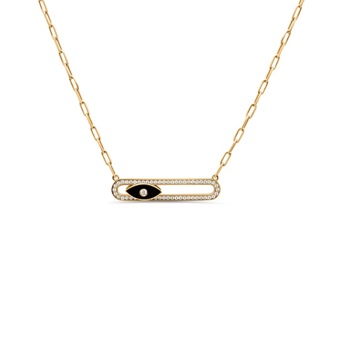 Shiny Sideways Shift Evil Eye Necklace - Vanhess