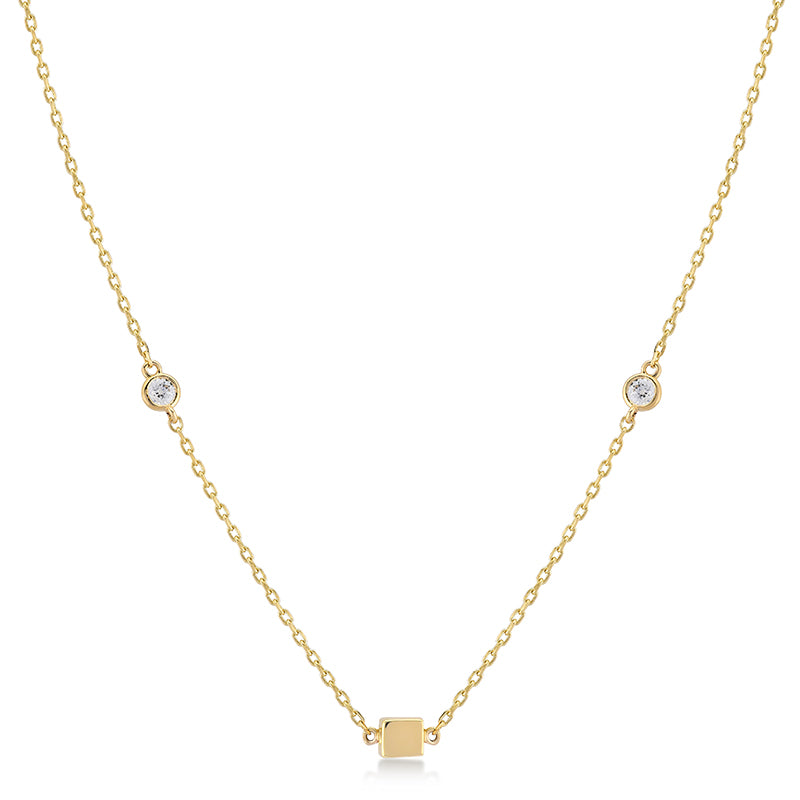 Cube Detail With Stone Necklace - Vanhess