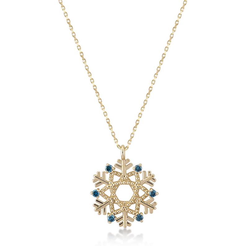 Blue Diamond Snowflake Necklace - Vanhess